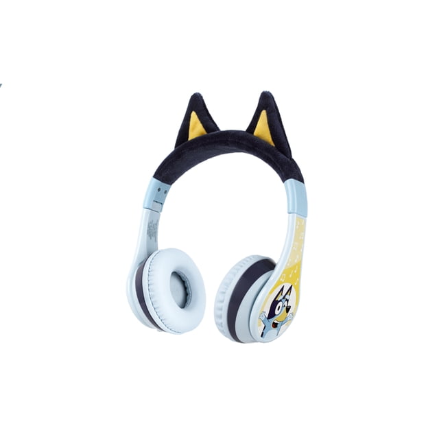 eKids Bluey Wireless Headphonee for kids, Foldable, with Microphone Includes Aux Cord, Earphones