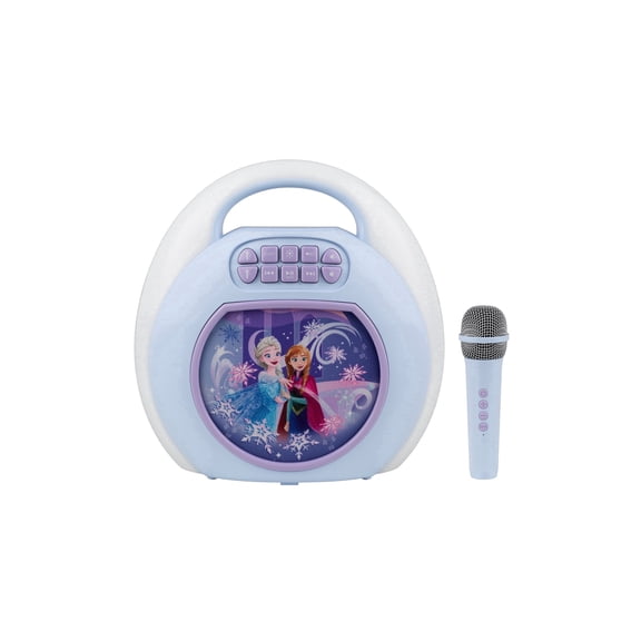 eKids Disney Frozen Karaoke Machine for Kids, Bluetooth Speaker with Wireless Microphone