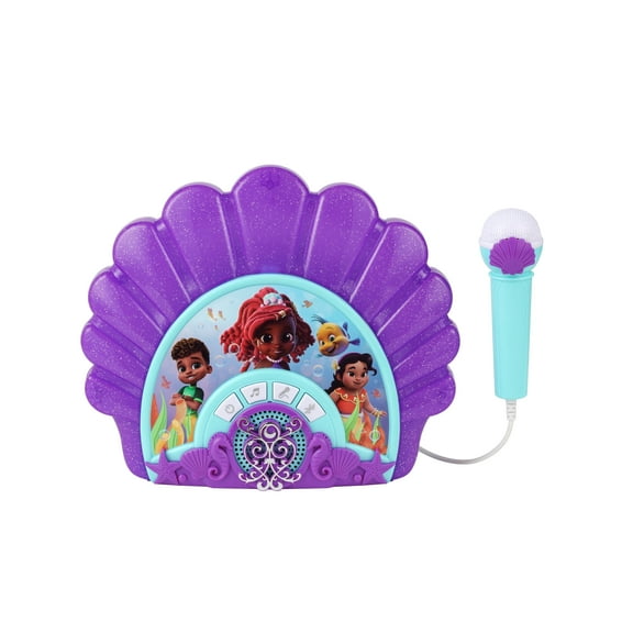 eKids Disney Junior Ariel Karaoke Microphone with Bluetooth Speaker, Kids Karaoke Machine with Built in Music