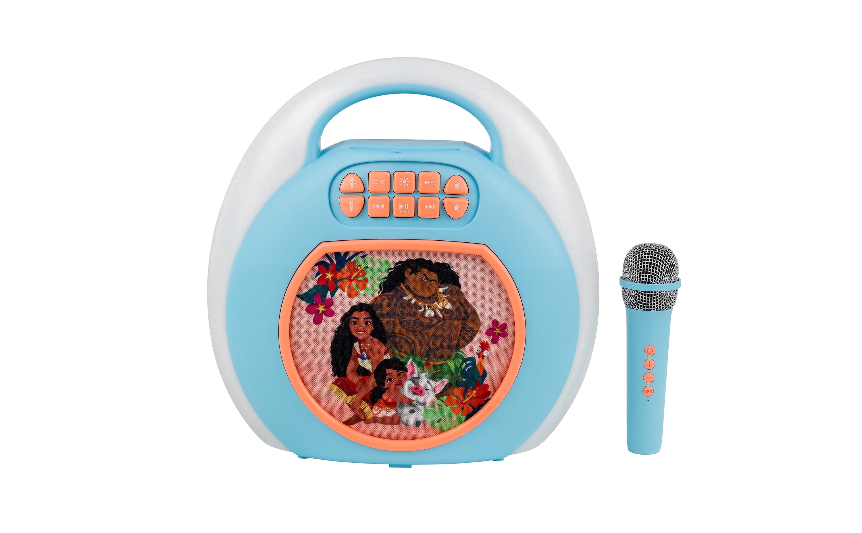 eKids Disney Moana Karaoke Machine for Kids, Bluetooth Speaker with Wireless Microphone