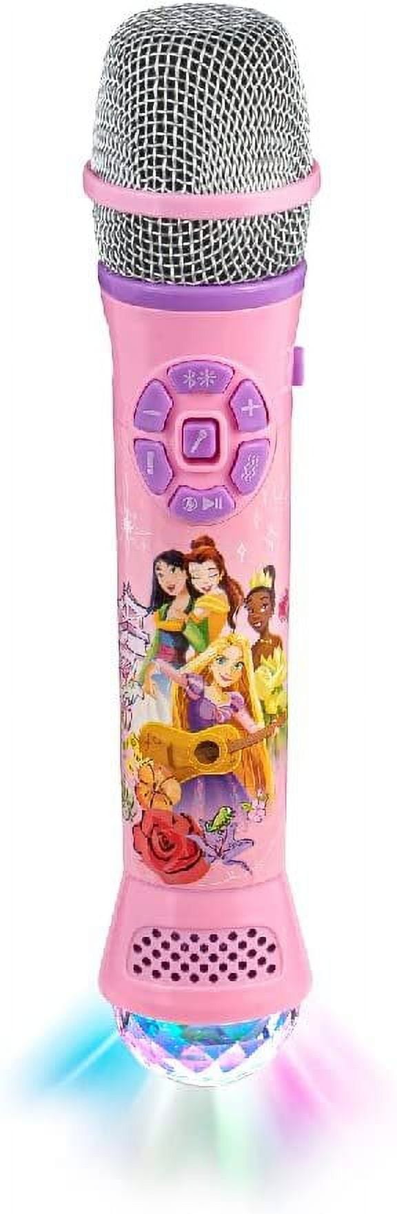 eKids Disney Princess Bluetooth Karaoke Microphone with LED Light Show Wireless Microphone for Kids and Fans of Disney Princess Toys and Gifts