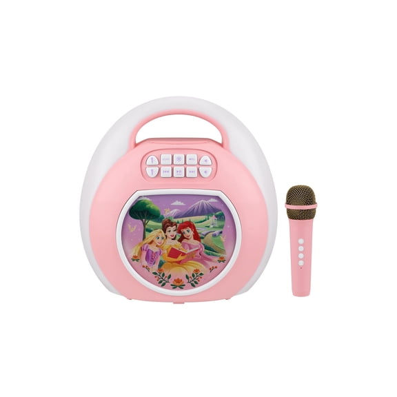 eKids Disney Princess Karaoke Machine for Kids, Bluetooth Speaker with Wireless Microphone