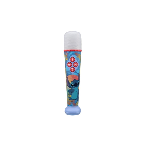 eKids Disney Stitch Karaoke Microphone for Kids, Bluetooth Microphone Includes Light Show