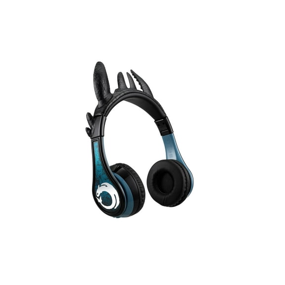 eKids How to Train Your Dragon Bluetooth Headphones with Microphone, Toothless Wireless Earphones Include Aux Cord