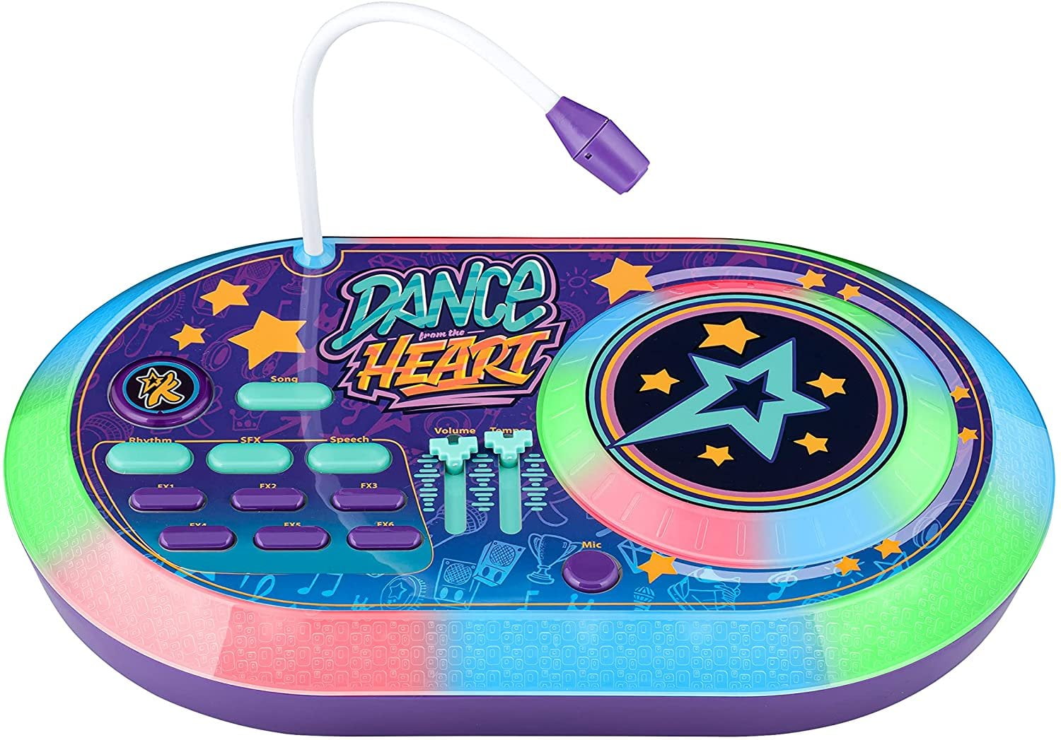 eKids Karmas World DJ Party Mixer Turntable Toy with Built in Microphone for Kids, for Fans of Karmas World Toys for Girls