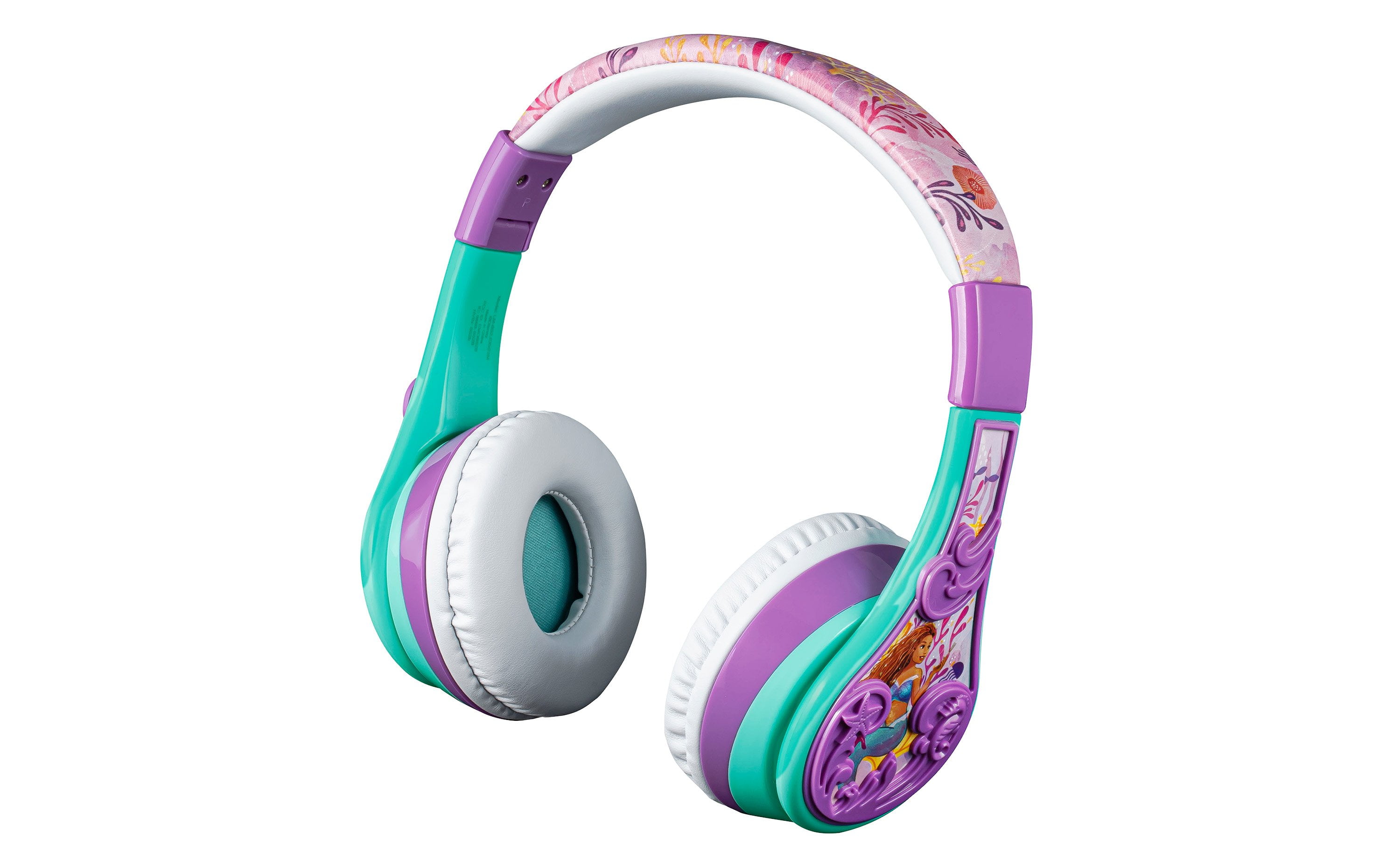 eKids The Little Mermaid Bluetooth Headphones for Kids, Wireless Headphones with Microphone Includes Aux Cord, Volume Reduced Kids Foldable Headphones for School, Home, or Travel
