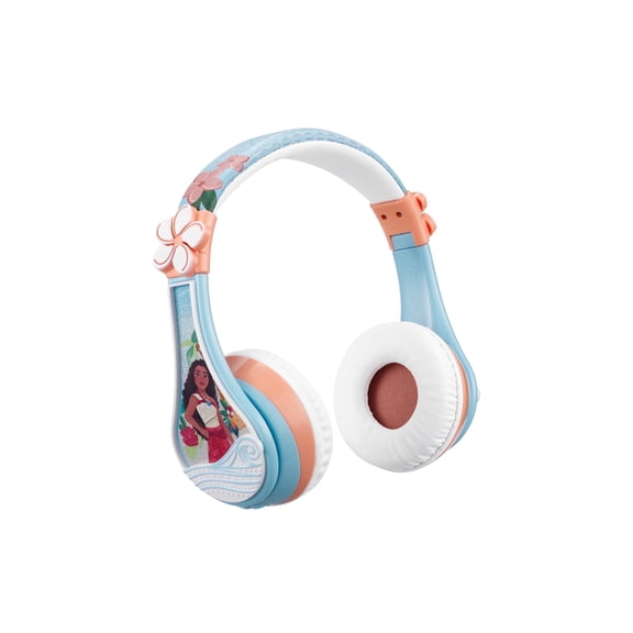 eKids Moana Bluetooth Headphones for Kids, Wireless Earphones with Microphone Includes Aux Cord