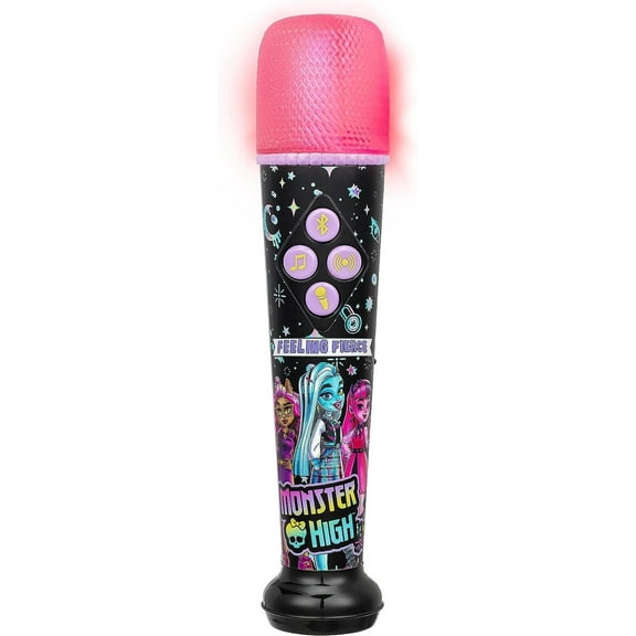 eKids Monster High Karaoke Microphone for Kids, Bluetooth Microphone Includes Built-in Music and Light Show, Designed for Fans of Monster High Toys