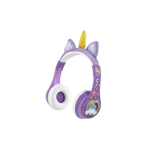 eKids Unicorn Academy Bluetooth Headphones, Wireless Headphones with Microphone Includes Aux Cord
