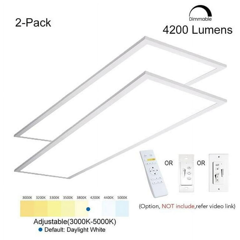 1 ft. x 4 ft. 40-Watt 5000K White Integrated Ceiling LED Flat Panel Light (2-Pack) 1 ft. x 4 ft. 40-Watt 5000K White Integrated Ceiling LED Flat Panel Light (2-Pack)