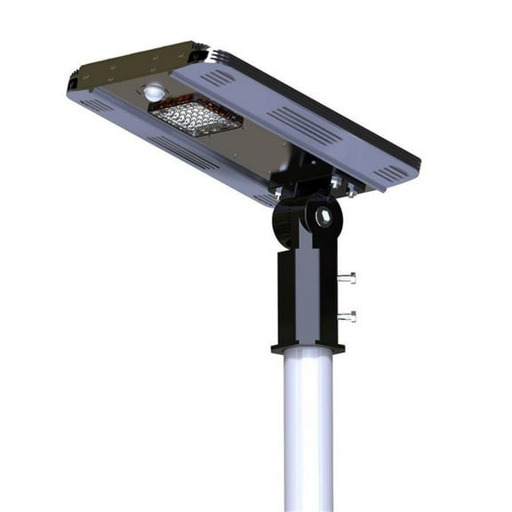 eLEDing 3000K 10W 5th Gen Solar Hybrid Microgrid LED Street Light in Silver