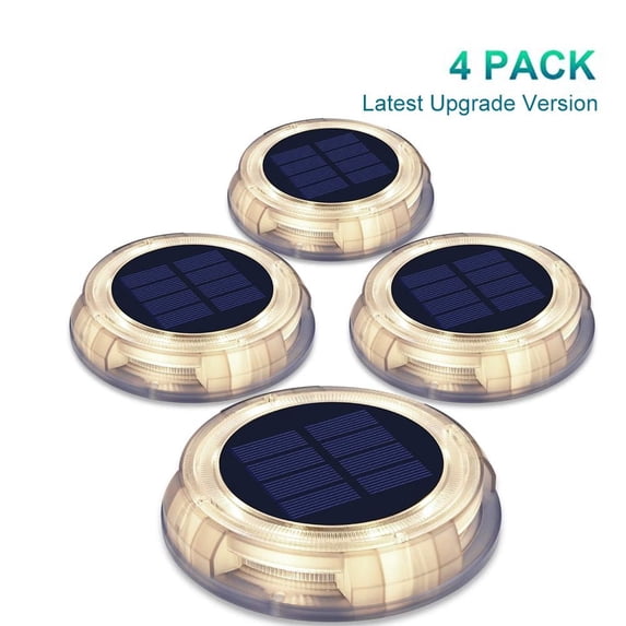 Solar Powered 4-Pack LED In-Ground Well Lights – Waterproof Warm White Landscape Solar Lights for Garden, Patio, Pool, Walkway, Porch (IP68)