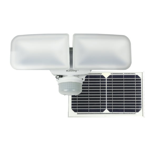 eLEDing 5th Gen Hybrid Microgrid AI Smart Twin LED Solar Flood Light in Ivory