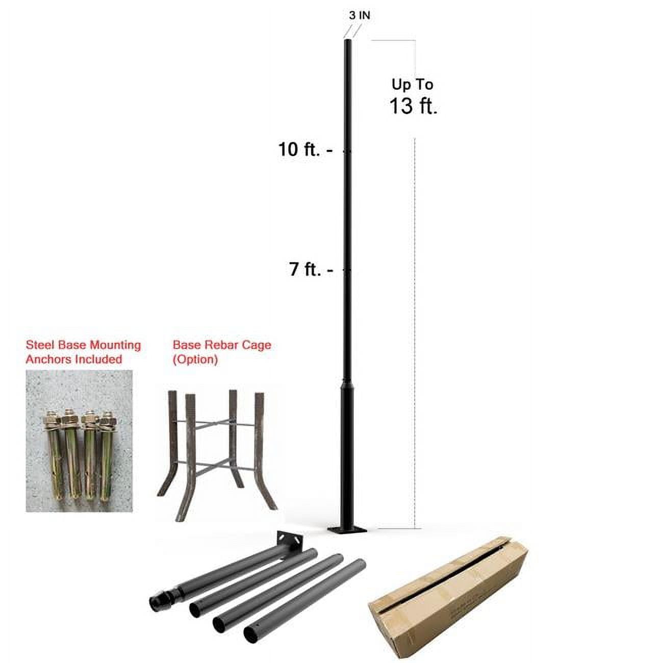 Elegant Black Extendable Outdoor Light Post with Powder Coated Finish