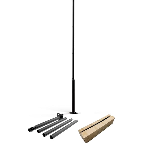 eLEDing Universal Outdoor Metal Street Light Post Pole – Black Galvanized Steel 10ft Height Base with 2.28″ Fixture Adapters for Garden Walkway Patio Garage