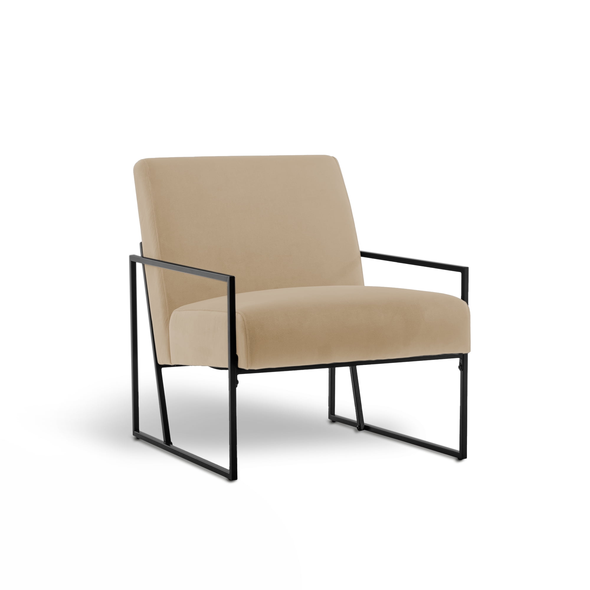 Brown Velvet Metal Frame Modern Accent Chair