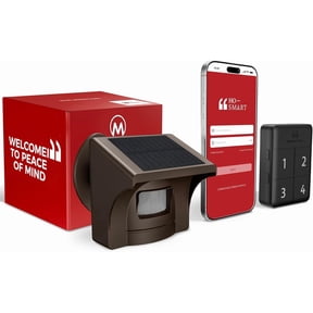 eMACROS Pro 4 Smart Solar Driveway Alarm (2.4G Wi-Fi Only) - App Push Notifications, 1/2 Mile Wireless Range Motion Sensor & Rechargeable Base Station with 3-Day Backup (No Camera)
