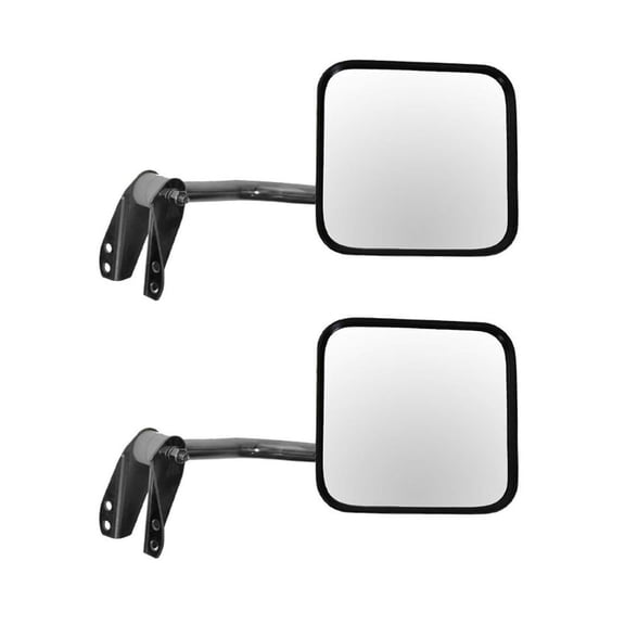 eMfurniture 2 Pieces - Left Driver Side Stainless Steel Finish Manual Exterior Door Rear View Mirror Stainless Steel Finish for Jeep for CJ7 Golden Hawk 1980 for Scrambler Laredo/Renegade 1985