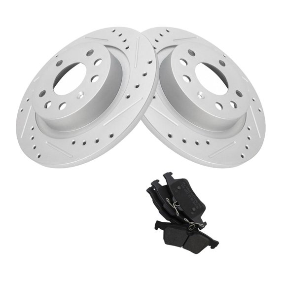 eMfurniture Rear Semi Metallic Brake Pad & Rotor Kit for Saab for 9-3 2.0L 2003-2010 & 2.8L 2006-2009 Semi-Metallic