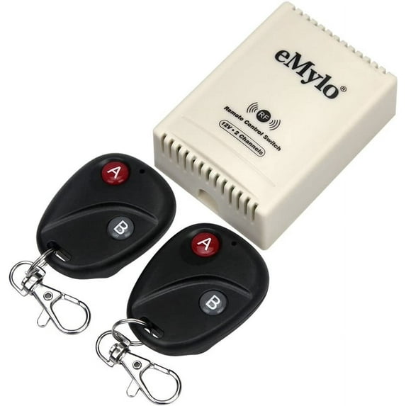 eMylo DC 12V 2CH 433Mhz RF Wireless Relay Remote Control Light Momentary Switch Transmitter with Receiver