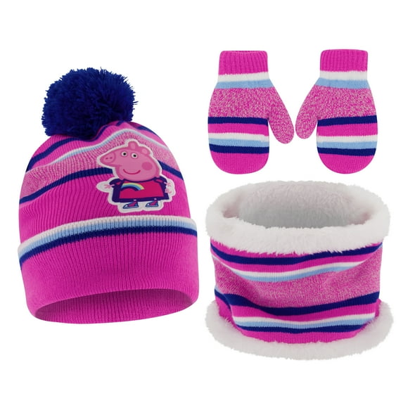 eOne Toddler Winter Hat, Kids Gloves or Toddlers Mittens, and Matching Gaiter, Peppa Pig Baby Beanie for Girl Ages 2-4