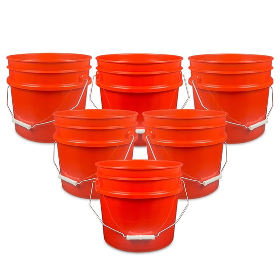 ePackageSupply 3.5 Gallon Plastic Bucket Only (Lid Not Included) I Heavy Duty I Food Storage, BPA-Free I 90 Mil All Purpose Pail I Made in The USA (Red, 6)