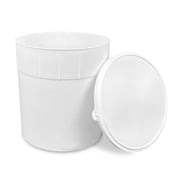 ePackageSupply 3 Gallon Ice Cream Container with Lid - Freezer Safe HDPE Plastic Round Tub for Bulk Frozen Desserts, BPA Free Food Storage, Stackable Commercial Kitchen Use - White, 10 Count