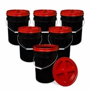 ePackageSupply 5 Gallon Bucket - Food Grade Bucket with Airtight Gamma Seal Screw-On Lid, BPA-Free, Heavy-Duty 90 Mil HDPE Plastic, Bulk Storage, Durable Container, Made in USA, Black/Red, 6 Packs