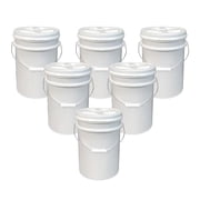 ePackageSupply 5 Gallon Bucket - Food Grade Bucket with Airtight Gamma Seal Screw-On Lid, BPA-Free, Heavy-Duty 90 Mil HDPE Plastic, Bulk Storage, Durable Container, Made in USA, White/White, 6 Packs