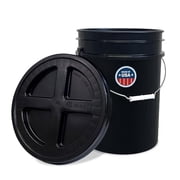 ePackageSupply 5 Gallon Bucket - Food Grade Bucket with Airtight Gamma Seal Screw-On Lid, BPA-Free, Heavy-Duty 90 Mil HDPE Plastic, Bulk Storage, Durable Container, Made in USA, Black/Black, 1 Pack