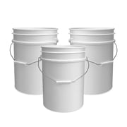 ePackageSupply 5 Gallon Bucket - Food Grade Bucket, Metal Handle Grip, BPA-Free, Heavy-Duty 90 Mil HDPE Plastic Pail, Stackable Utility Container, Made in USA, Lid Not Included, White, 3 Packs