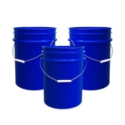 ePackageSupply 5 Gallon Bucket - Food Grade Bucket, Metal Handle Grip, BPA-Free, Heavy-Duty 90 Mil HDPE Plastic Pail, Stackable Utility Container, Made in USA, Lid Not Included, Blue, 3 Packs