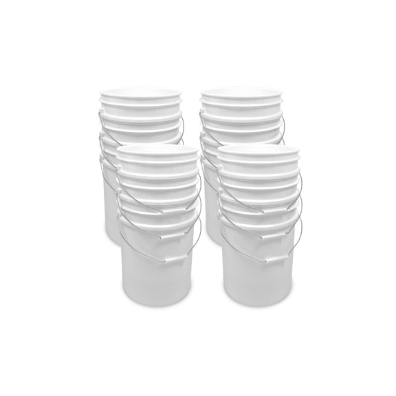 ePackageSupply 5 Gallon Bucket - Food Grade Bucket, Metal Handle Grip, BPA-Free, Heavy-Duty 90 Mil HDPE Plastic Pail, Stackable Utility Container, Made in USA, Lid Not Included, White, 12 Packs