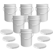 ePackageSupply White 5-Gallon Bucket with Lid | Made in USA | Food Grade | Heavy-Duty Extra Durable Plastic Bucket | Multi-Use Food Grade Buckets with Lids | Easy Stack and Store | BPA Free | 6 Pack