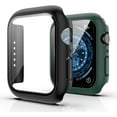 thumbnail image 1 of ePacks 2 Pack Apple Watch Case for Apple Watch Series 7 41mm with Built-in Tempered Glass Screen Protector, All-Around Ultra-Thin Bumper Full Cover Hard PC Protective Case for iWatch, Green, Black, 1 of 6