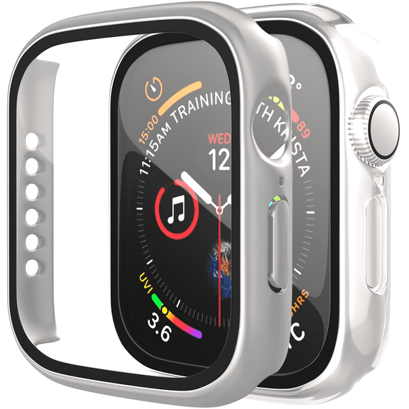 ePacks 2 Pack Case for Apple Watch Series 3 2 38mm, Tempered Glass Screen Protector with Hard PC Bumper, Full Protective, Touch Sensitive, Ultra-Thin iWatch Cover (Original Silver, Clear)