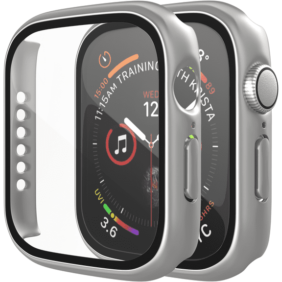 ePacks 2 Pack Compatible with Apple Watch 45mm Bumper Case, ePacks Series Matte Case for Apple Watch SE and iWatch Series 7 6 5 4, Military Grade Durable Protective Cover, Shock Proof, Silver