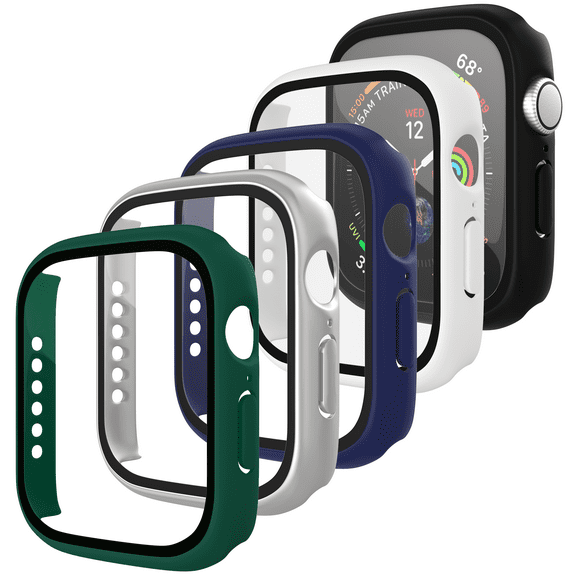 ePacks Compatible iWatch Apple Watch Case Series 7 45mm (5 Packs) Hard TPU Shockproof Case Cover Bumper Protector (Black, Silver, Midnight, Blue, White)