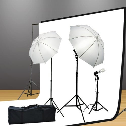 ePhoto Continuous Photography Video Studio Digital Lighting Kit 3 Point Lighting Kit with Muslin Support Stands