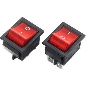 ePhotoInc 2-Pack Rocker Power Switch 16A 4 Pin 2 Position ON/Off Power Switch Red Button with Light