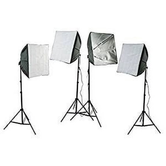 ePhotoInc 4 EZ Softbox Photography Video Studio CFL Photo Softbox Chromakey Green Screen Lighting Kit