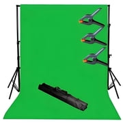 ePhotoInc Photo Video Studio 8 x 10 Chroma Key Green Screen Backdrop Supporting Stand Kit with 5 x 7 Cotton Chromakey Green Screen Muslin Backdrop and 3 Clamps H804-57G3C