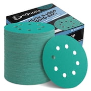 eQualle 5-Inch Sanding Discs, 8-Hole, Hook & Loop, 50-pack – Assorted Grits 80/120/180/220/320 – Film Backing for DA & Orbital Sanders
