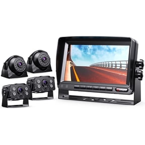 eRapta Backup Camera System Kit 7" Monitor for Car RV Truck Trailer Tractor 5th Wheel Split Screen 1080P Back up Reversing Parking System Night Vision Rear and Side Wired Camera Y0202