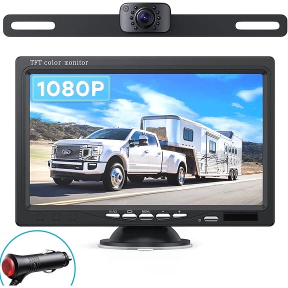 eRapta Backup Wired Camera 7'' 1080P Front & Rear View Monitor Back up Camera for Car or Truck IP69 Waterproof Night Vision DIY Grid Lines AY7 Wired Camera