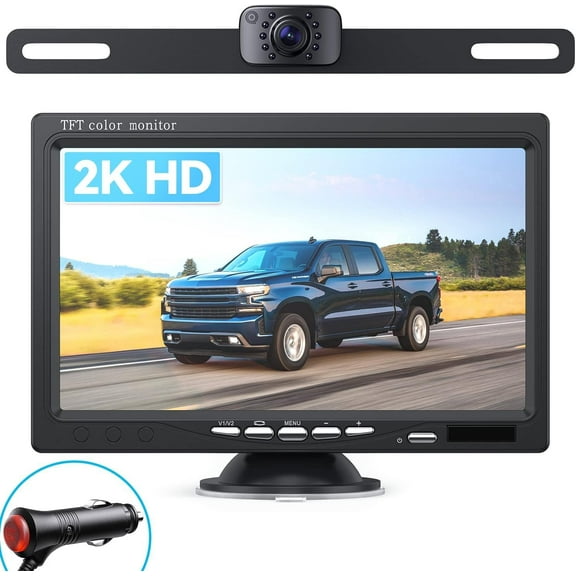eRapta Backup Wired Camera 7'' 1080P Front & Rear View Monitor Back up Camera for Car or Truck IP69 Waterproof Night Vision DIY Grid Lines AY7 Wired Camera