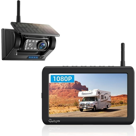 eRapta Magnetic Solar Wireless Backup Camera 5'' Monitor HD 1080P Waterproof No Drilling 1 Min DIY Installation X5