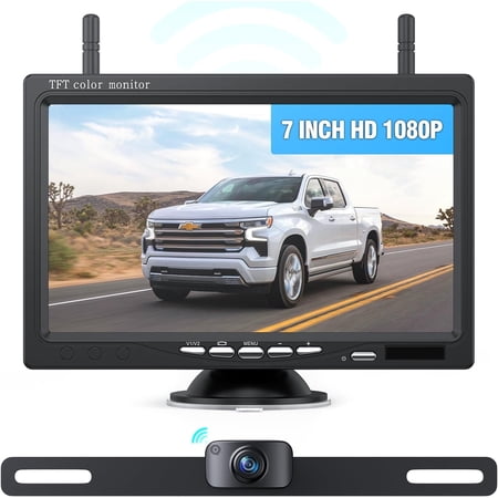 eRapta Wireless Backup Camera 1080P HD 7 inch Monitor IP69 Waterproof IR Night Vision for RV/Trailer/Truck/Van AWT7