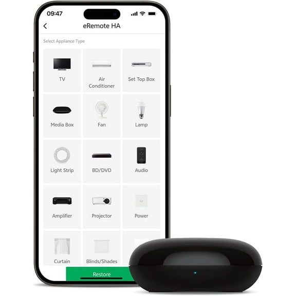 eRemote Hub Smart Wi-Fi IR Universal Remote Control, Infrared Blaster for TV, Aircon, STB, IR2MQTT Asstant, Compatible with Alexa, (eRemote HA)