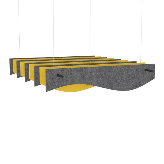 eSCAPE Series 5' L Alternating Wave Acoustical Ceiling Baffles 9pc